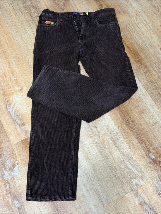 Empyre Pants - Gymbro Brown Corduroy Pants Size 27 Wide Leg 100% Cotton Y2K Skater Unisex
